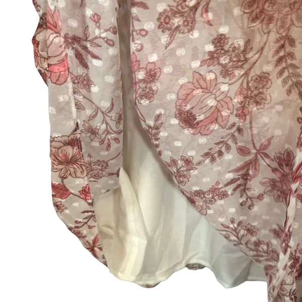 Eliza J Cream & Mauve Pink Short Sleeve Retro Mock Neck Dress Women Sz 6 - Image 5