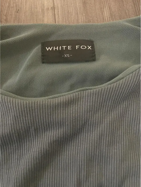 White Fox Long Sleeve Ribbed Body Suit XS Sage Green - Image 2