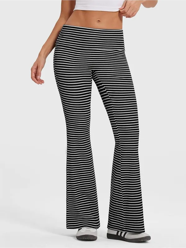 Flare Foldover Leggings/Yoga Pant Gold - Image 2