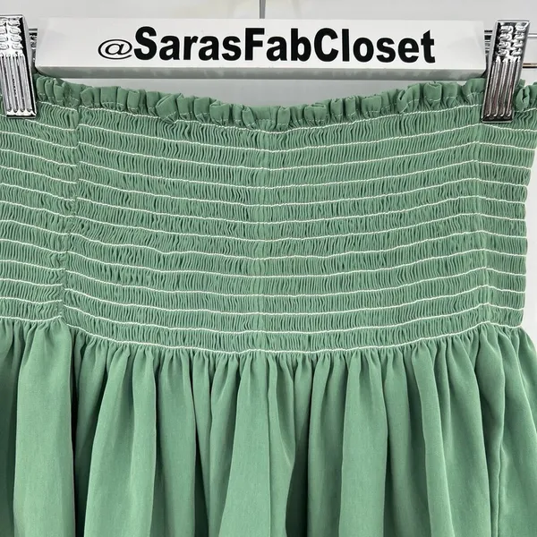 KOCH Erica Shorts Women's Size XS Skirt Skort Pleated Green Pull On Smocked Boho - Image 3