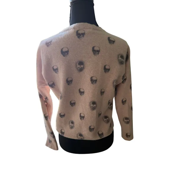 Skull Cashmere 100% Cashmere Skull Print Sweater | Women's Small | Taupe/Blush - Image 10