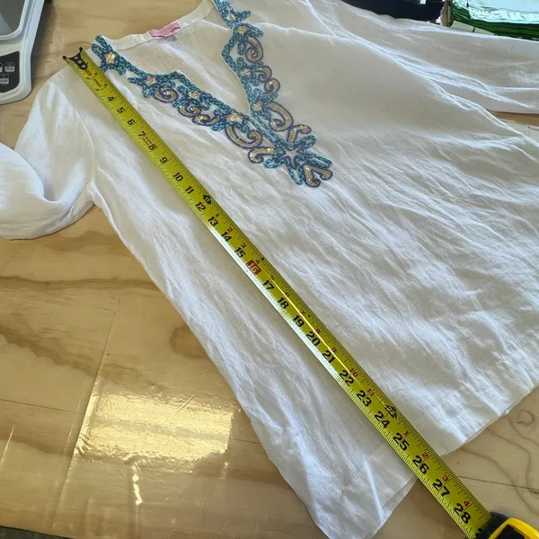 Lilly Pulitzer Amelia Island Tunic White Embroidered Beaded Sequin Small Boho‎ - Image 14