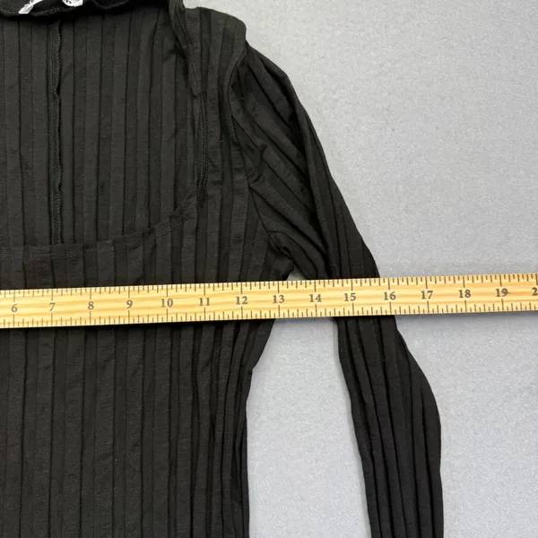 Reformation Black Ribbed Cutout Mock Neck Maxi Dress Size Medium M Long Slv‎ - Image 4