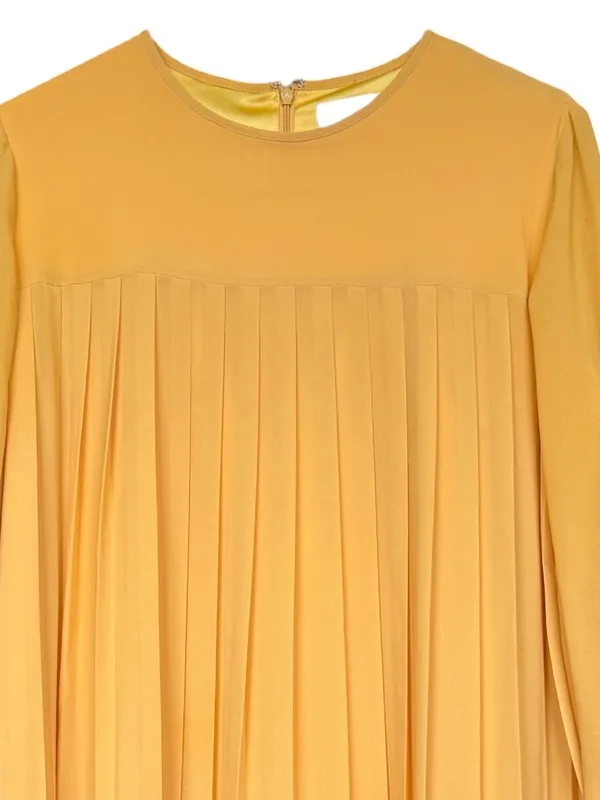 Rachel Parcell Yellow‎ Gold Pleated Long Sleeve Dress Sz M - Image 3