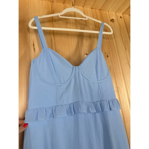 NWT Lulus Sincerely Poised Light Blue Backless Bustier Tiered Maxi Dress Size XL - Image 7