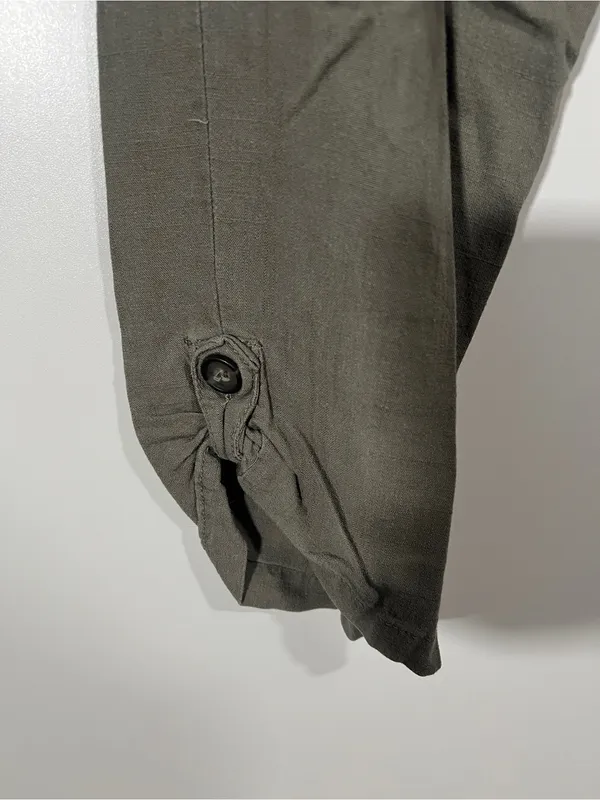 Vintage Petites Linen Blend Cargo Pants Green Size Petite Large - Image 8
