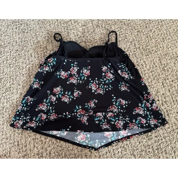 Women's Black Floral Tankini Size Large‎ - Image 4