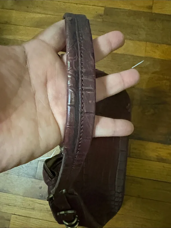 Monsac Croc-Embossed Hobo Bag in Burgundy - Image 6