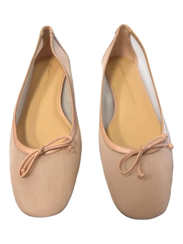 Stuart Weitzman Arabella Ballet Flats Rose Pink Mesh Leather Bow Slip-On NWT 9B - Image 7