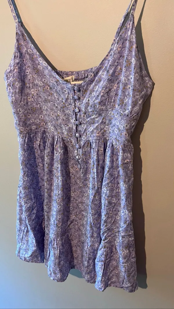 Aeropostale Floral Mini Dress Women's Medium Purple Button Down Cottagecore Soft - Image 3