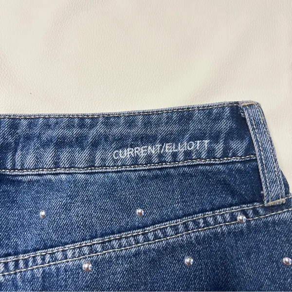 Current/Elliott Size 25 Cotton Blue Denim Studded Mini Skirt Distressed‎ - Image 9