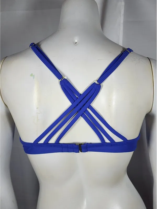 California Sunshine Blue Push Up Bikini Top with Strappy Back Detail Size S - Image 6