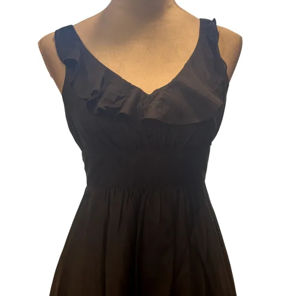 White House Black Market Silk Blend Ruffle V Neck Midi A line Sundress Dress 00 - Image 3
