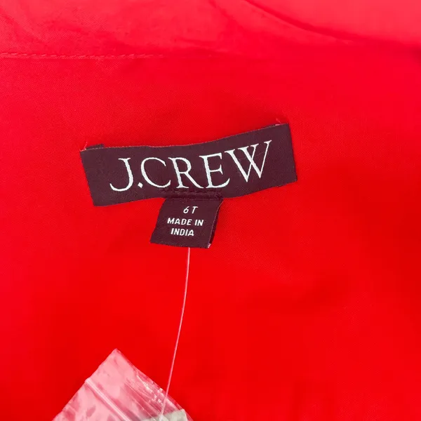 J.Crew Red Short Sleeve Cotton Button Down Utility Shirt Dress CT325 Size 6T NEW - Image 3