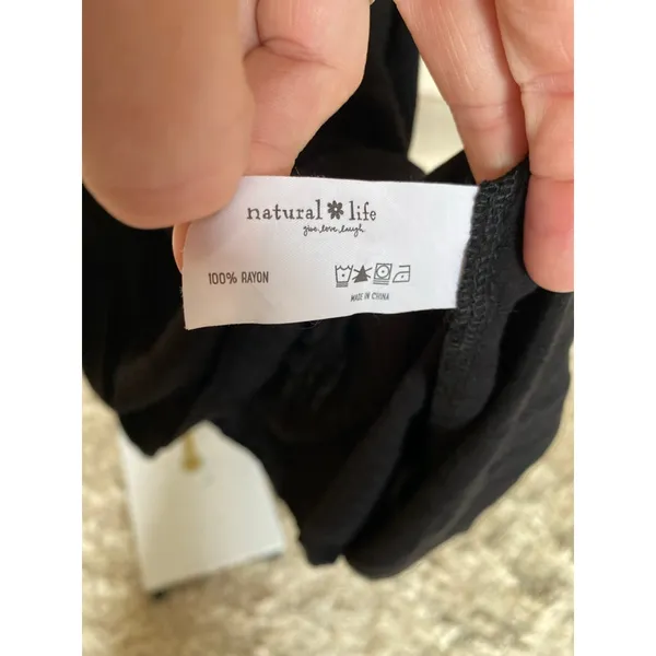 Natural Life Black Rayon Tiered Knee‎ Length Dress Quiet Luxury Coquette Euro M - Image 6