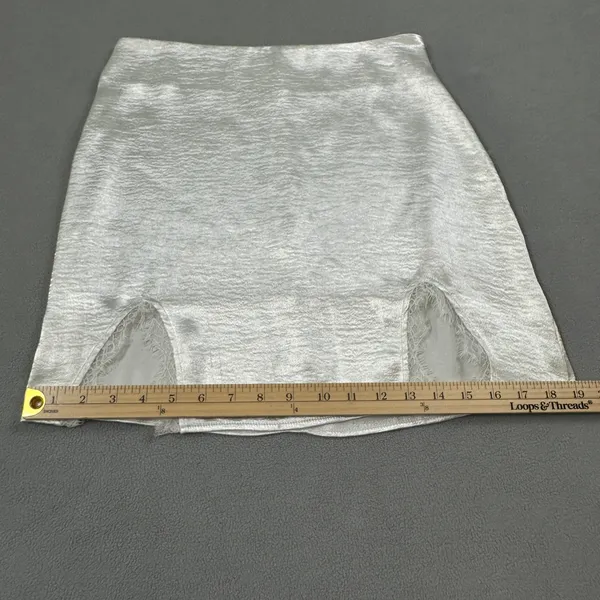Lyaner Mini Skirt M White Lace Trim Detail‎ Back Zipper Party Cocktail Club Cute - Image 5