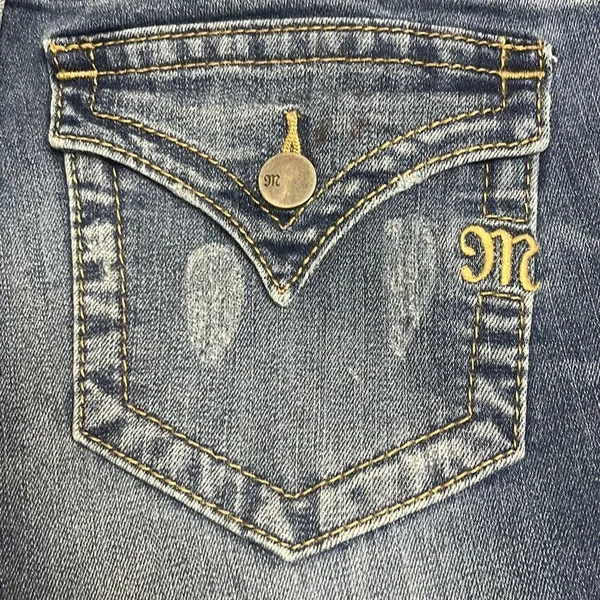 Miss Me 26 X 29 Skinny Mid Rise Denim Jeans Blue 5‎ Pockets Stretch Distressed - Image 3
