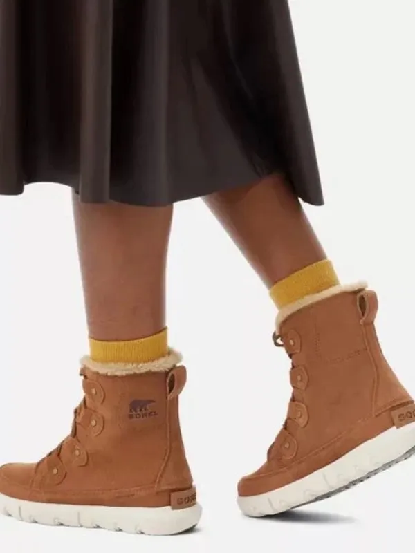 Sorel Explorer Joan Tan Faux-Shearling Lace-Up Ankle Booties-6 - Image 2