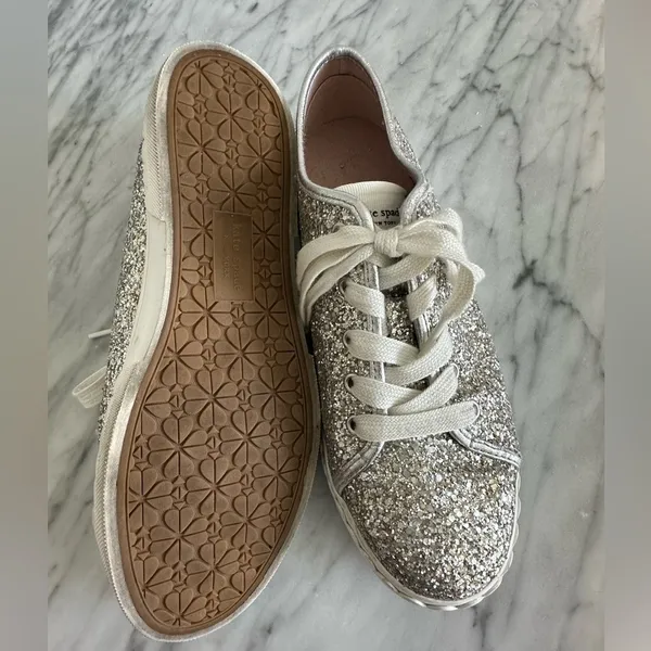 Kate Spade Vale Sneaker in Silver Glitter Sparkle - Image 7