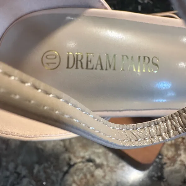 Dream Paris Size 10 Nude Open Tor Pump Ankle Strap Chunky Heel Sandal - Image 8