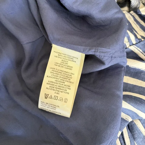 NWT!! By ANTHROPOLOGIE Long Sleeve Sweetheart Midi Dress Blue White Striped XS - Image 14