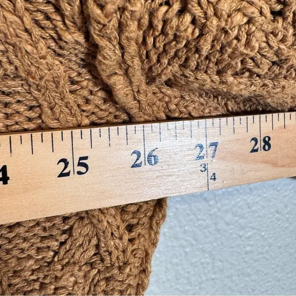 Free People Brown Cable Knit Chunky Oversized Sweater Womens L Fall Cozy Classic - Image 4