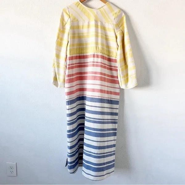 Tuckernuck Pomander Place Cleo Stripe Sunset Coastal Preppy Tie Waist Midi Dress - Image 9
