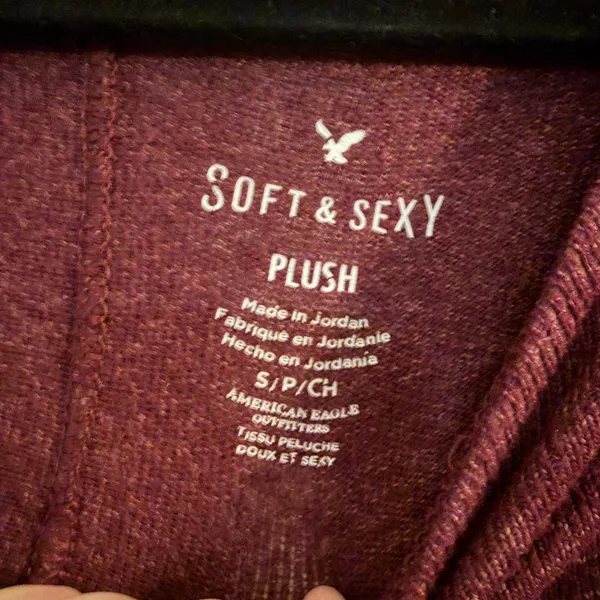 American Eagle Soft & Sexy Plush Top Burgundy Small Relaxed Casual Loungewear‎ - Image 4
