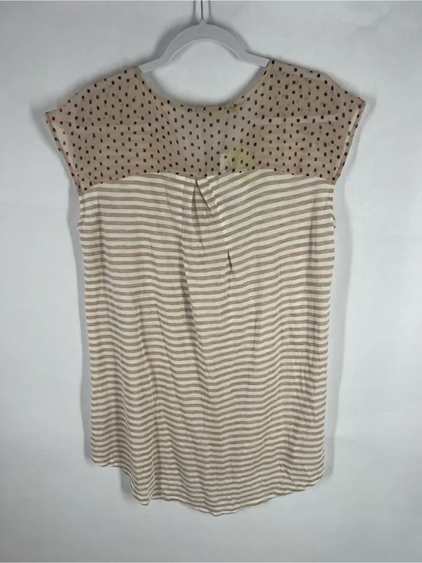 Anthropologie‎ Neutral Beige & White Striped V‑Neck Tee - Image 13