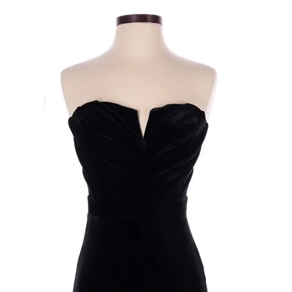 Lulus Moody at Midnight Black Velvet Notched Strapless Jumpsuit Small Party - Image 3