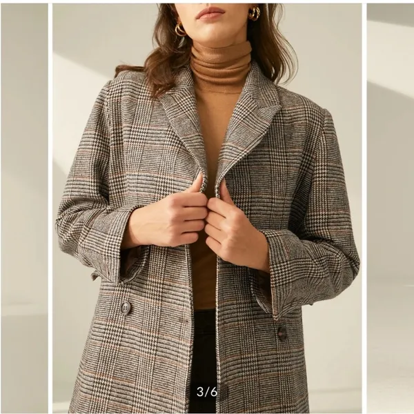 Commense valor plaid oversized overcoat NEW XS Brown - Image 5