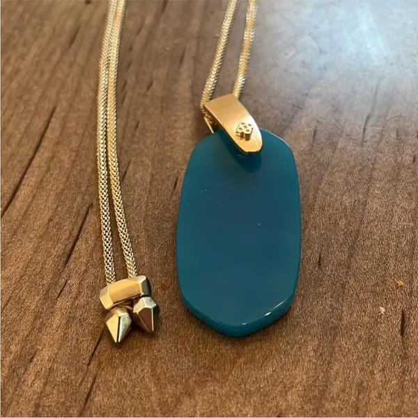 Kendra Scott Gold Inez Blue Agate Pendant Necklace Adjustable - Image 4