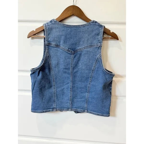 Nanette Lepore Blue Denim Vest Bow Detail Size S Western Y2K Cowgirl - Image 7