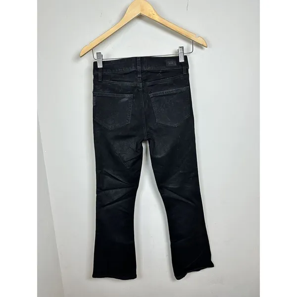 Paige Coated Flare Jeans Women Size 24 Black Cropped High Rise Denim - Image 8