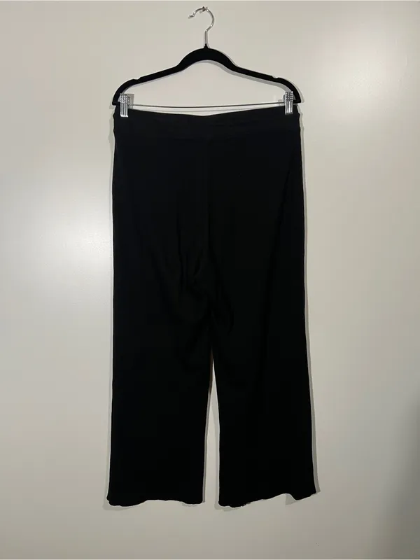 Mate the Label Organic Cotton Waffle Wide Leg Pants in Jet Black Size Large - Image 4
