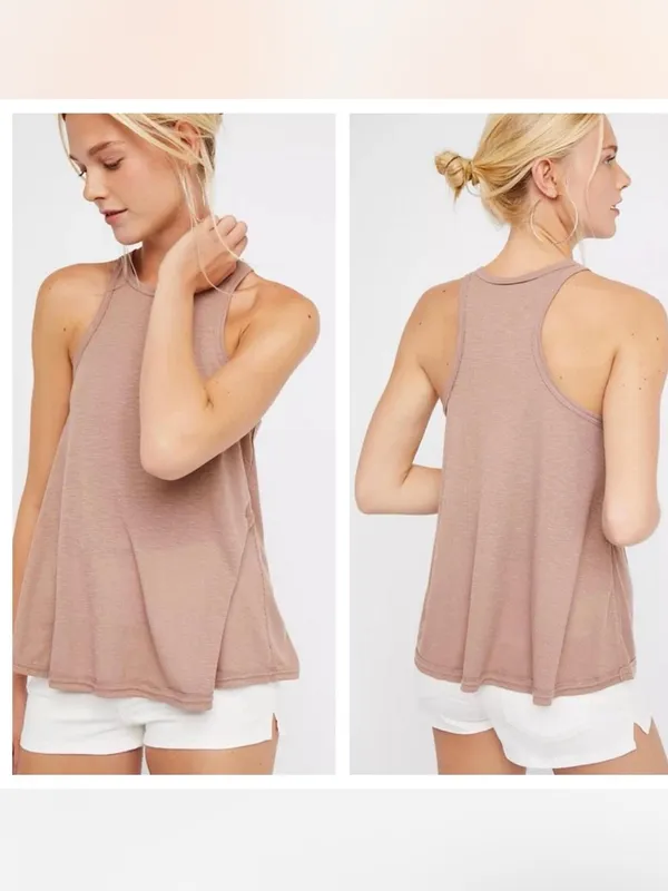 Free People Intimately Mushroom Brown Tan Tank Top Medium - Image 2