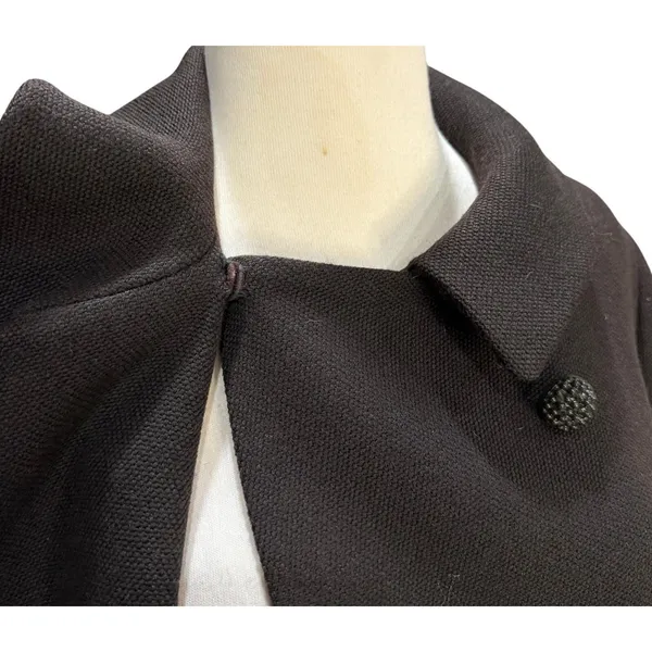 Vintage 60s Rich's Coat M-L Chocolate Brown Double Breasted Mod Peter Pan Collar - Image 12
