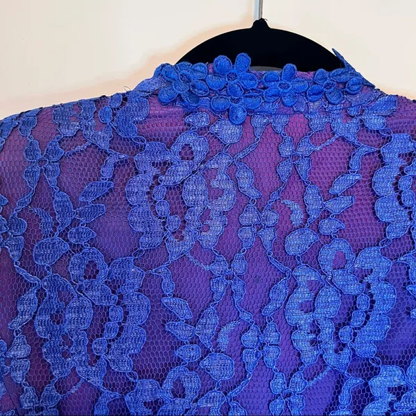 Vintage 80s Size 13/14 Cachet by Bari Protas Lace Embellished Victorian Jacket - Image 7