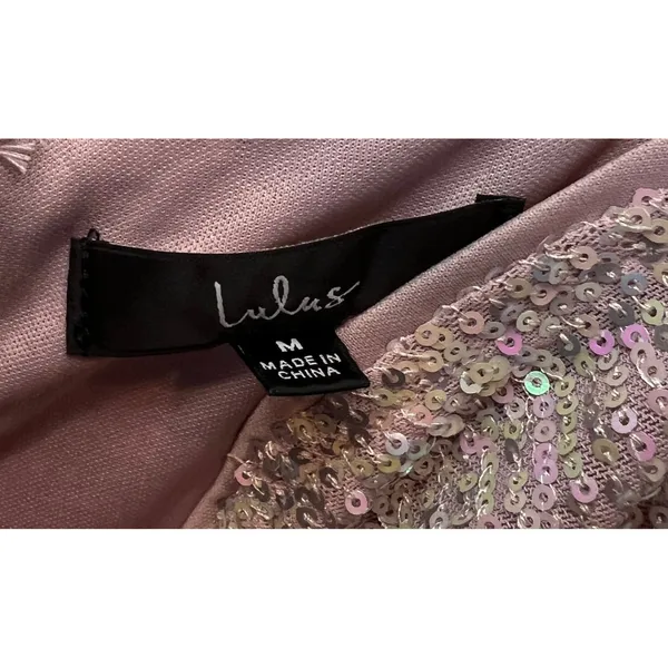 Lulus Fabulous Essence Womens M Blush Iridescent Sequin Bodycon Mini Dress NWT - Image 6
