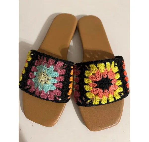 Colorful Crochet Slide Sandals size 36 (5) - Image 2