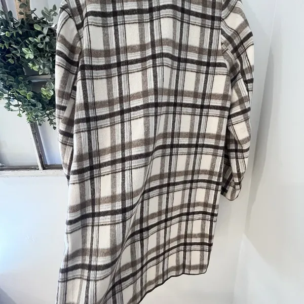 Andreè by‎ unit Plaid Size Medium Light Jacket Shacket Midi Length w/Open Front - Image 5