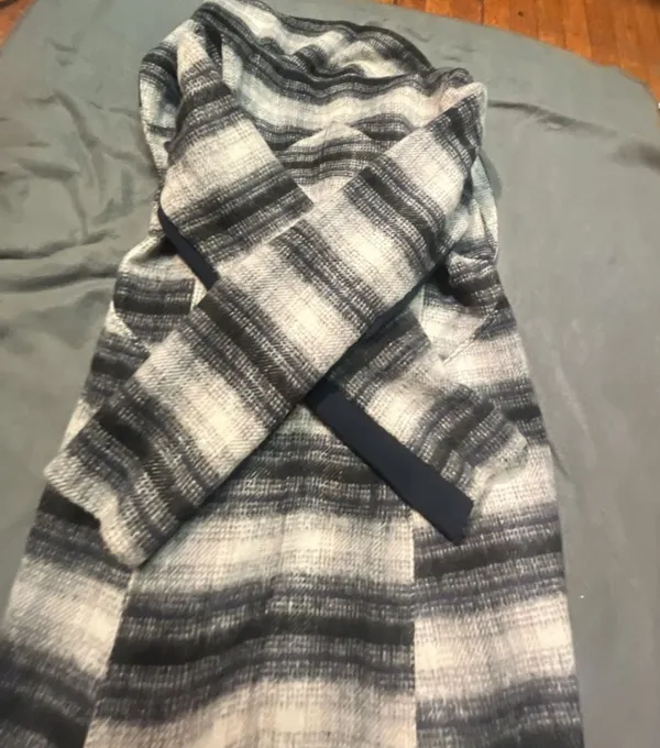 Sam Edelman Women's Black & White Plaid Wool Blend Wrap Coat Size M LS54507H - Image 10