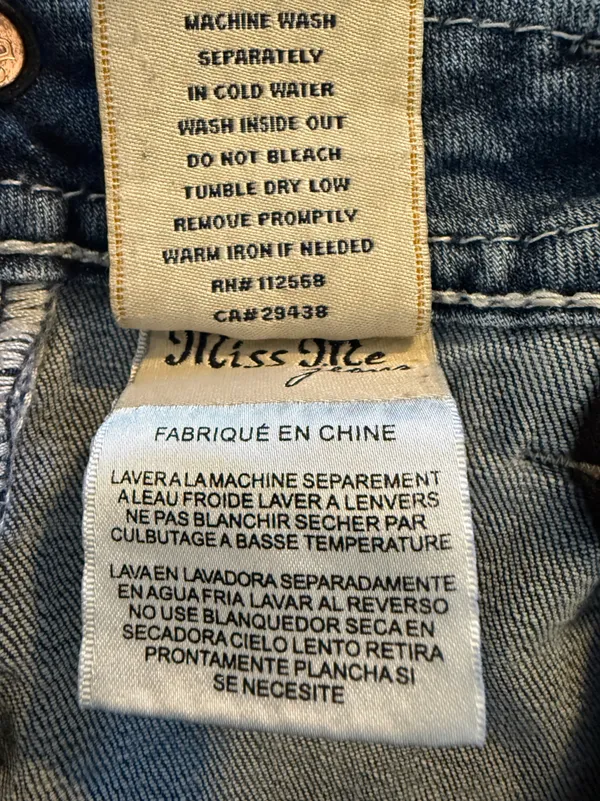 Miss Me Signature Cuffed Capri Jeans Womens 30 Rhinestone Flap Pocket Y2K - Image 11