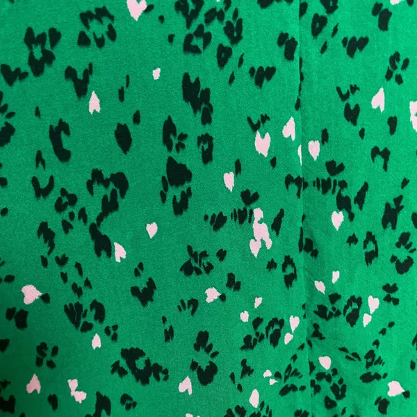 Hush Ren Shirt Dress Leopard Heart Print Women Sz‎ 6 Green Short Sleeve Colorful - Image 17