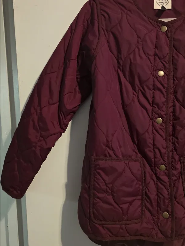 St. John's Bay Quilted Wine-Red Puffer Jacket - Image 3