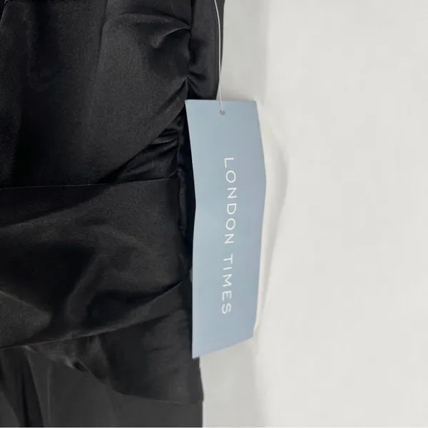 London Times Elegant Black Stretch Satin Sleeveless Sheath Dress NWT Size‎ 10 - Image 5