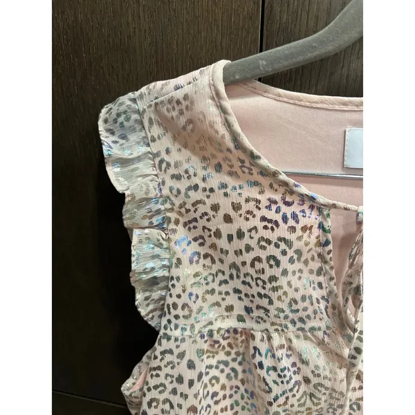 Adrienne boutique brand pink ruffled tier print dress size‎ small - Image 2