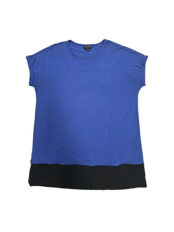 J Jill Womens Knit Blouse Top Blue Black Colorblock Wearever Tunic Size Medium - Image 2