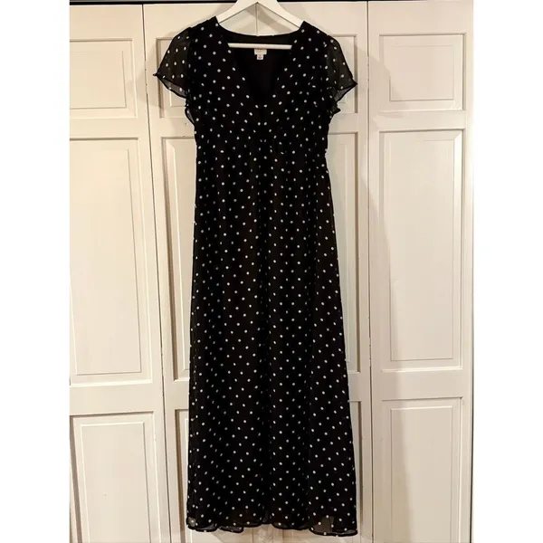 A New Day NWT polka dot chiffon ruffle sleeve maxi dress small - Image 3