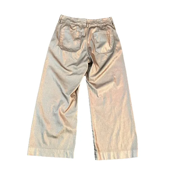 Maeve Anthropologie Women's Pants 29 The Colette Wide Leg Gold Shimmer Metallic - Image 2